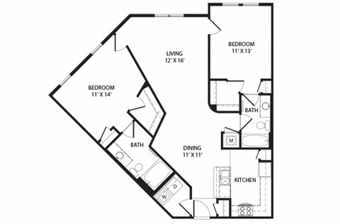 2 bed 2 bath Pulask Floor Plan at Two Addison Place Apartments , Pooler, 31322
